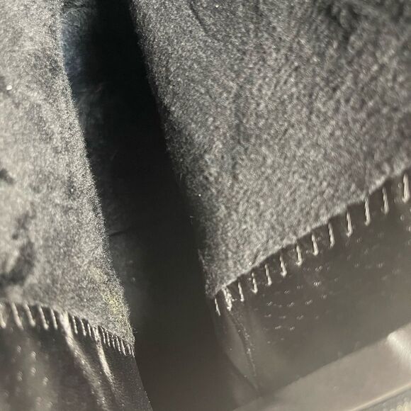 Ashro synthetic black mid calf boots  faux fur trim front zipper 3”heels SZ11W - Picture 14 of 16